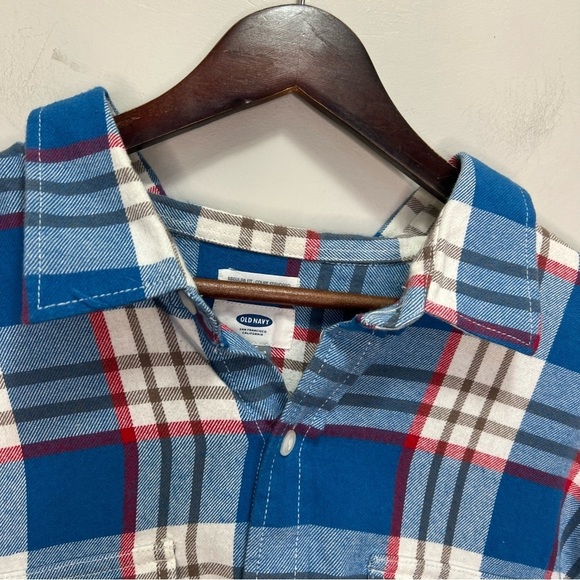 Old Navy Blue Plaid Button Down Shirt 100% Cotton Size XXL - Picture 6 of 11